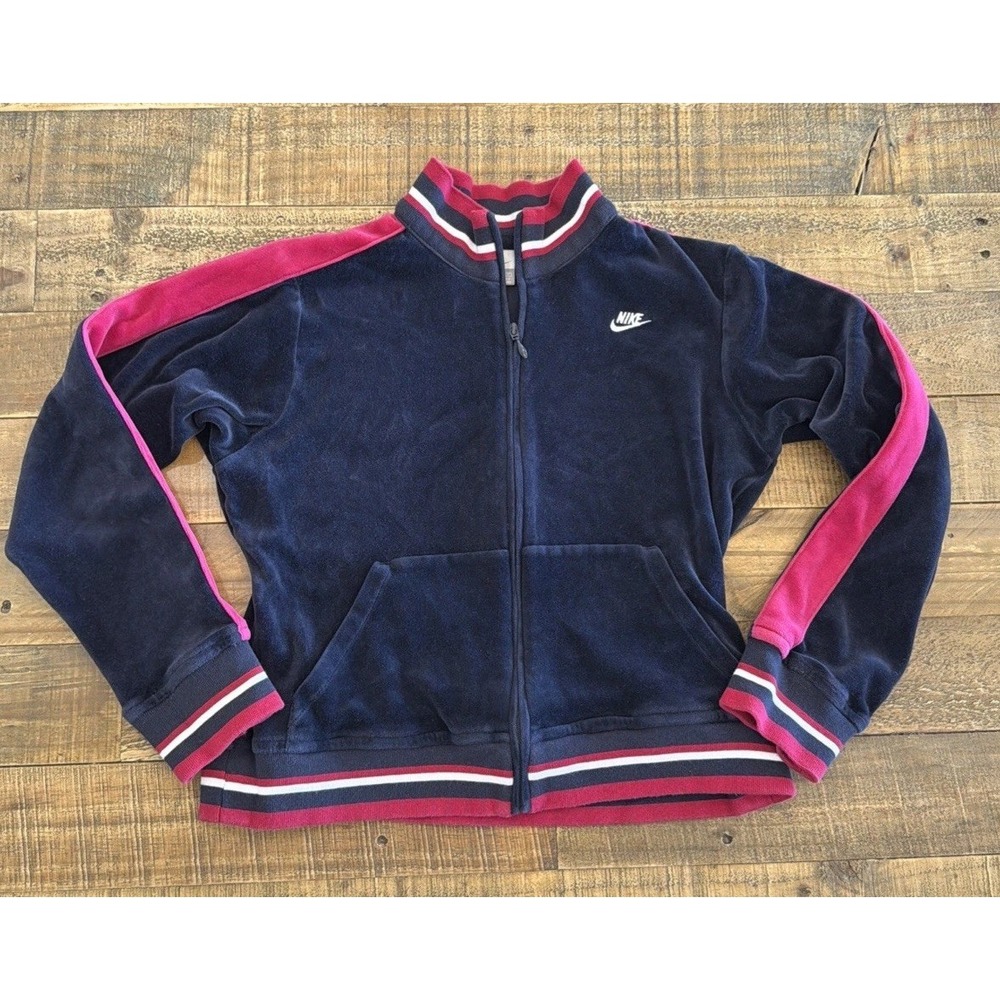 Nike Women's Small Velour Track Jacket Navy,Pink,Red White Y2K Zip Up Casual